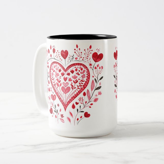 Tasse 2 Couleurs Personalized Valentine Coffee Mug (Devant gauche)