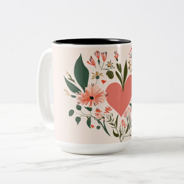 Tasse 2 Couleurs Personalized Valentine Coffee Mug (Devant gauche)