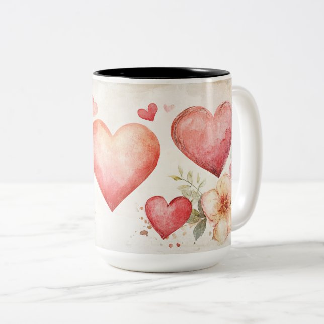 Tasse 2 Couleurs Personalized Valentine Coffee Mug (Devant droit)