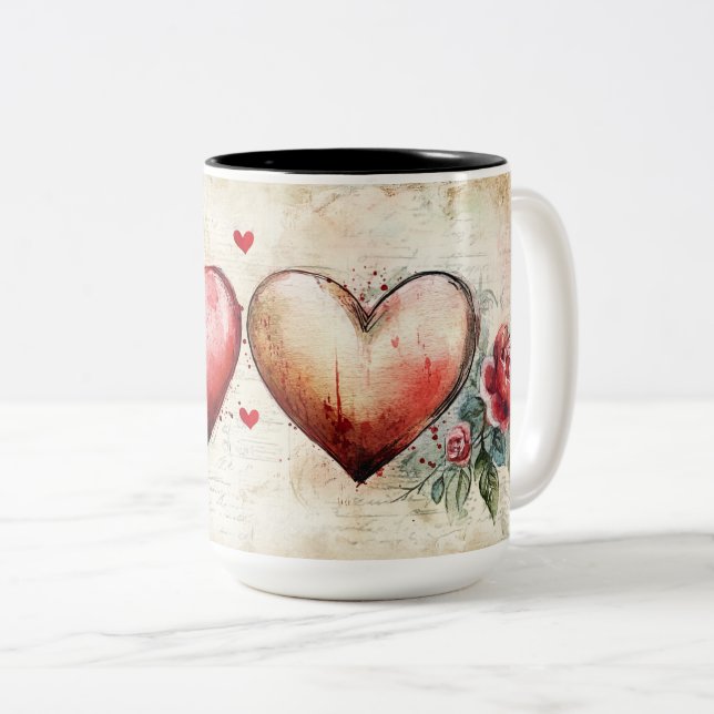 Tasse 2 Couleurs Personalized Valentine Coffee Mug (Devant droit)