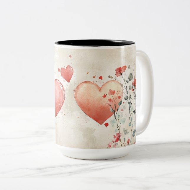 Tasse 2 Couleurs Personalized Valentine Coffee Mug (Devant droit)