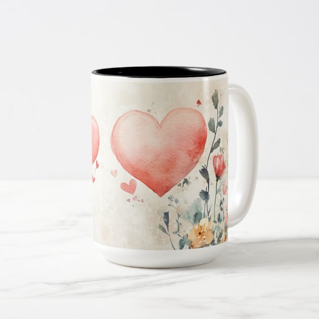 Tasse 2 Couleurs Personalized Valentine Coffee Mug (Devant droit)