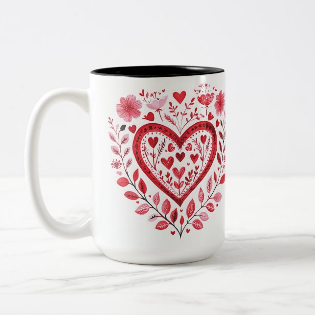 Tasse 2 Couleurs Personalized Valentine Coffee Mug (Gauche)