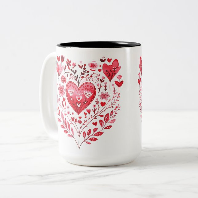 Tasse 2 Couleurs Personalized Valentine Coffee Mug (Devant gauche)