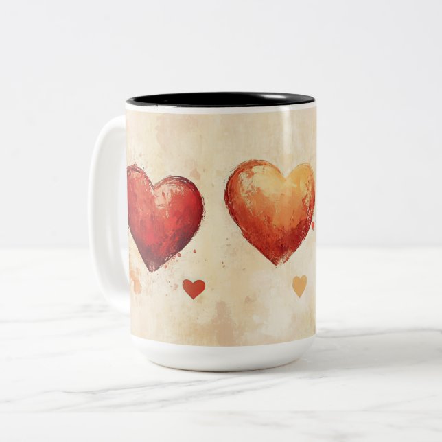Tasse 2 Couleurs Personalized Valentine Coffee Mug, Custom Valentin (Devant gauche)