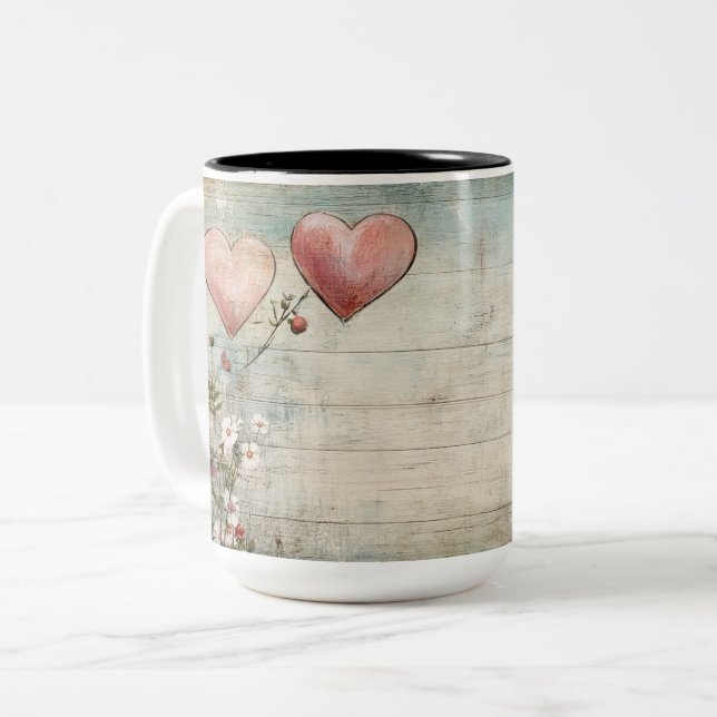 Tasse 2 Couleurs Personalized Valentine Coffee Mug, Custom Valentin (Devant gauche)