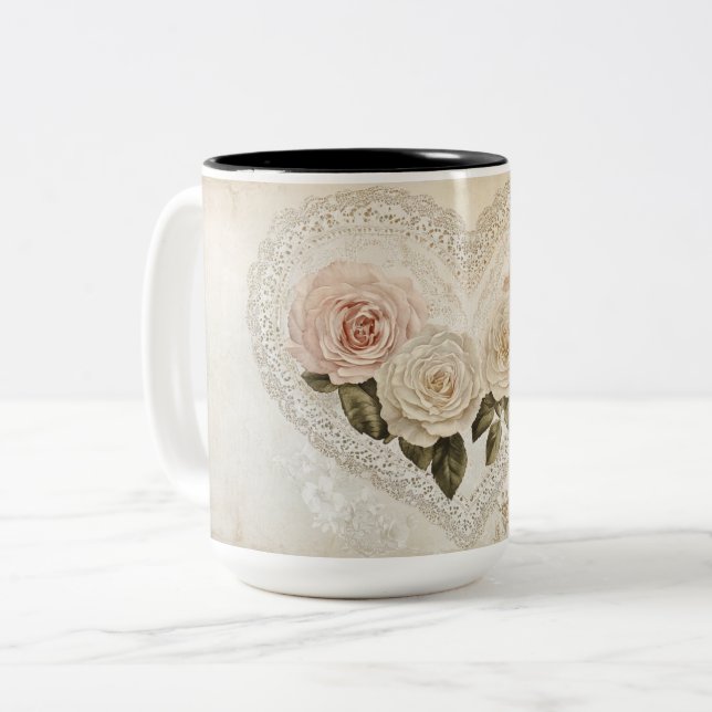 Tasse 2 Couleurs Personalized Valentine Coffee Mug, Custom Valentin (Devant gauche)