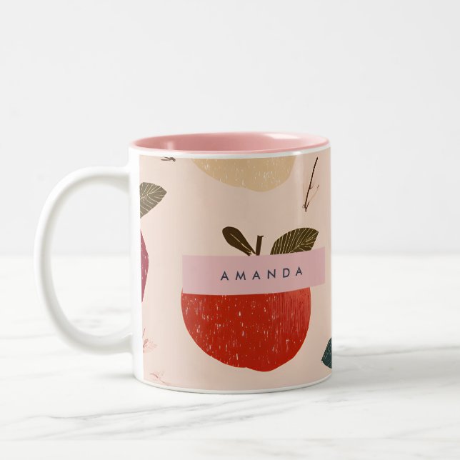 Tasse 2 Couleurs Personalized Whimsical Red Apple Harvest (Gauche)