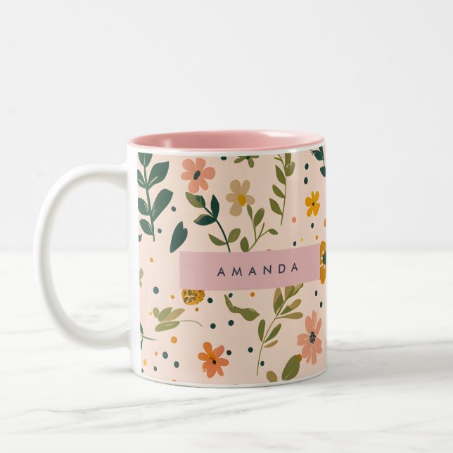 Tasse 2 Couleurs Personalized Whimsical Wildflower Meadow (Gauche)