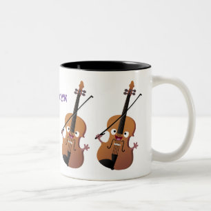 Tasse 2 Couleurs Personnage de dessin animé musical au violon drôle