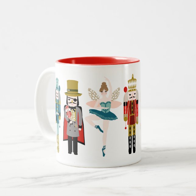 Tasse 2 Couleurs Personnages de ballet Nutcracker Noël (Devant gauche)