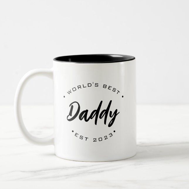 Tasse 2 Couleurs Personnalisable année établie Meilleur papa du mon (Gauche)