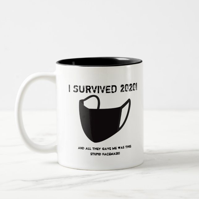 Tasse 2 Couleurs Personnalisable "I SURVIVED 2020!"mug (Gauche)