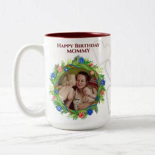 Tasse 2 Couleurs Personnalisable Joyeux Anniversaire maman Fleur Wr