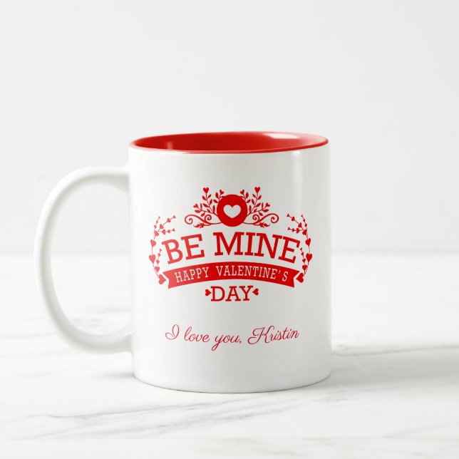 Tasse 2 Couleurs Personnalisable Saint Valentin Je t'aime (Gauche)