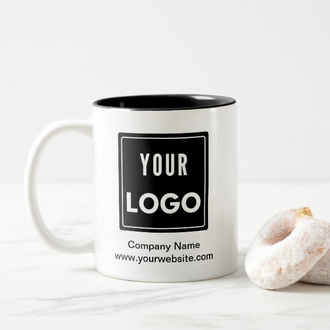 Tasse 2 Couleurs Personnalisation de votre entreprise de logo (Avec donut)