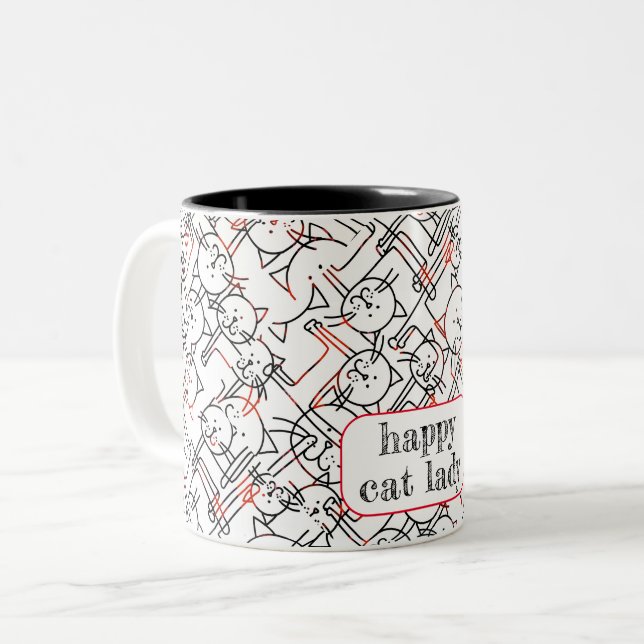Tasse 2 Couleurs personnalisation : femme de chat sans enfant (Devant gauche)