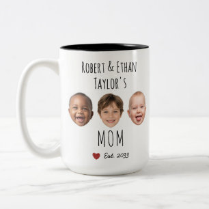 Tasse 2 Couleurs Personnalisé 3 Enfants Visages & Noms Personnalisé