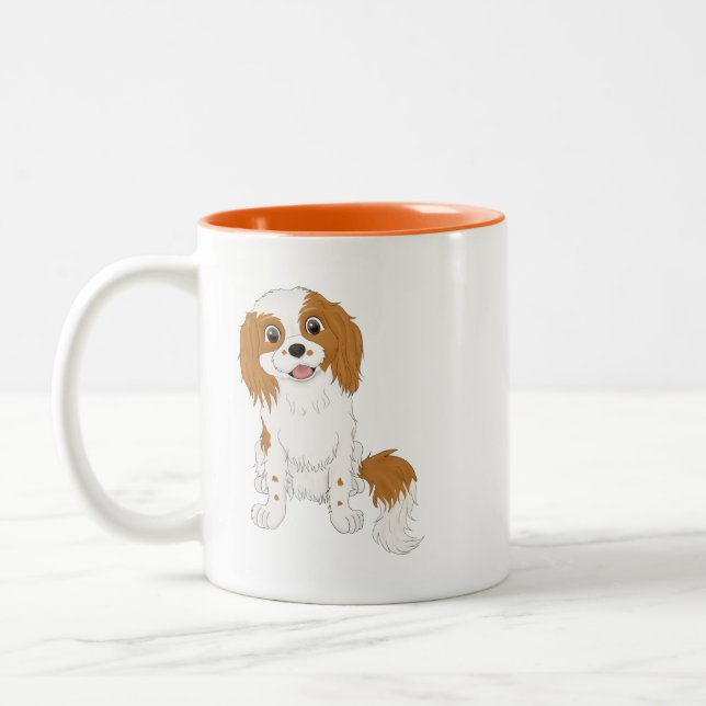 Tasse 2 Couleurs Personnalisé Blenheim Cavalier Spaniel  (Gauche)