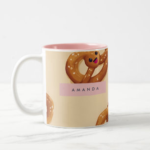 Tasse 2 Couleurs Personnalisé Cute Smiling Motif Pretzel