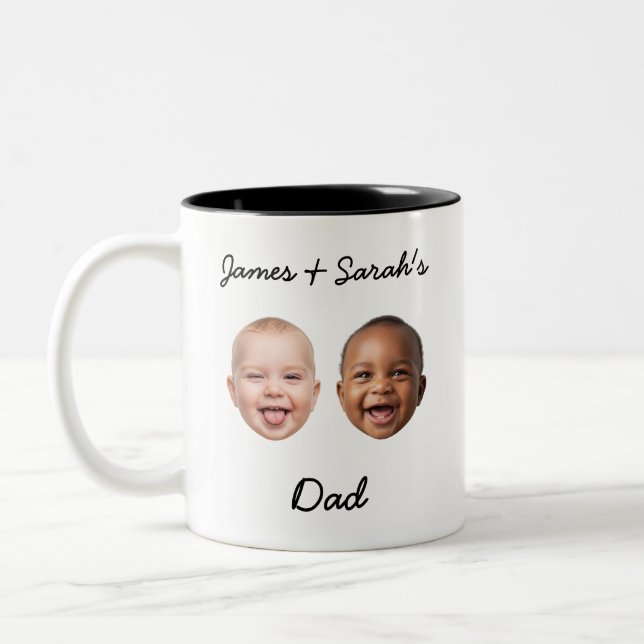 Tasse 2 Couleurs Personnalisé Enfants Visages & Noms Personnalisé P (Gauche)