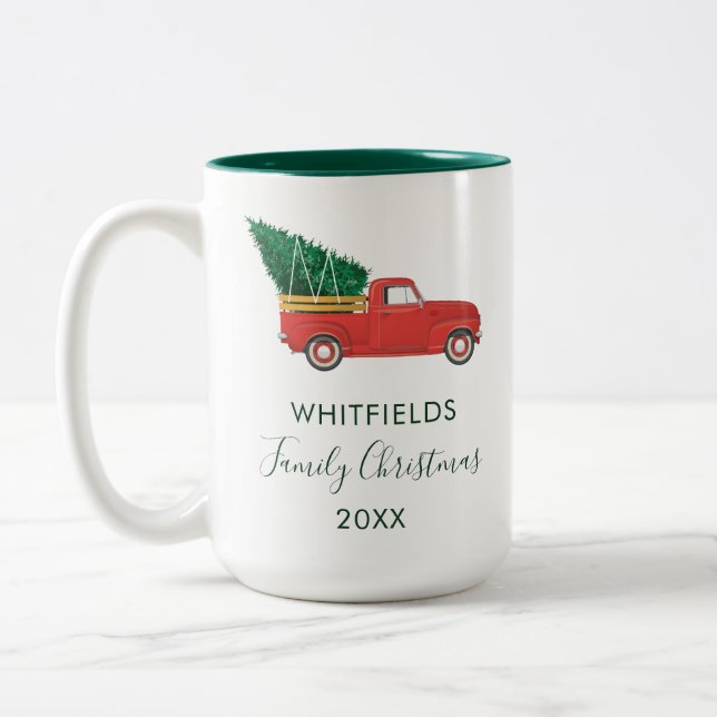 Tasse 2 Couleurs Personnalisé Famille Noël Reunion Keepsaké (Gauche)