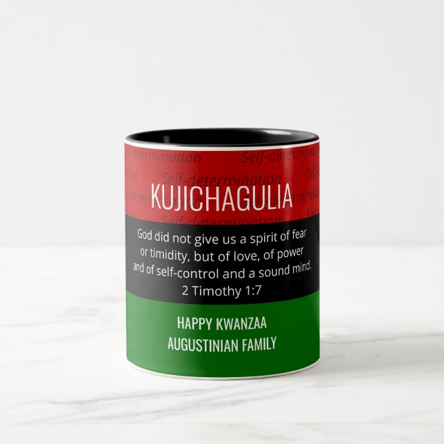 Tasse 2 Couleurs Personnalisé KUJICHAGULIA Kwanzaa (Centre)