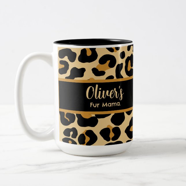 Tasse 2 Couleurs Personnalisé Leopard Classic Modern Print Fête des (Gauche)