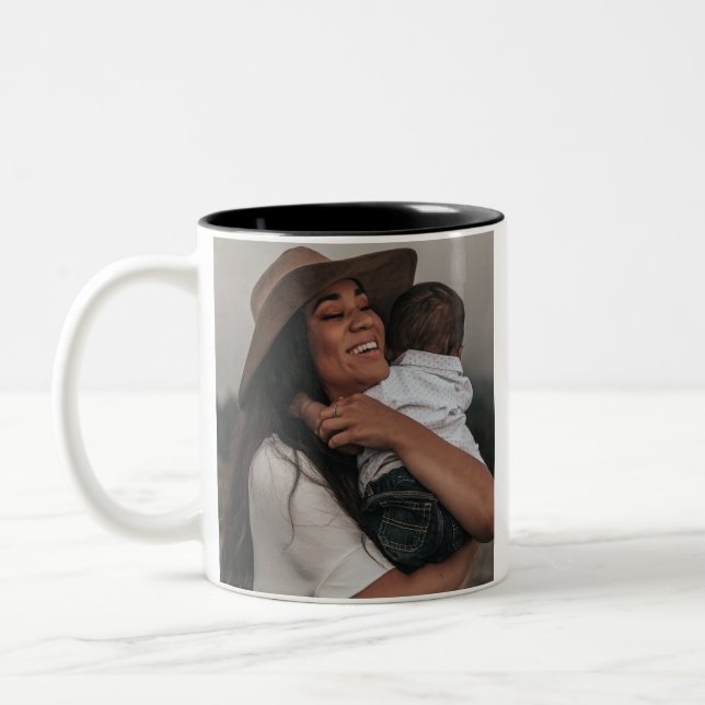 Tasse 2 Couleurs Personnalisé moderne double face deux photo pleine (Gauche)