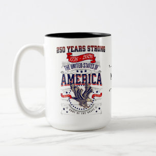 Tasse 2 Couleurs Personnalisé Patriotique Américain 250 Ans Anniver