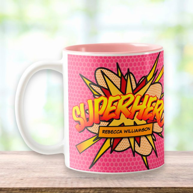 Tasse 2 Couleurs Personnalisé Pop Art BD livre SUPERHERO (Créateur téléchargé)