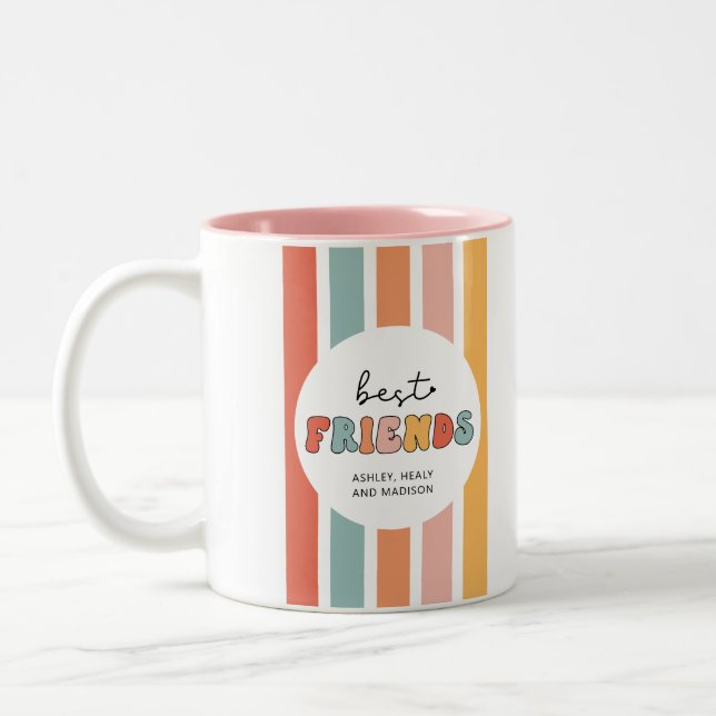 Tasse 2 Couleurs Personnalisé Retro Meilleurs Amis BFFs Mete Bestie (Gauche)