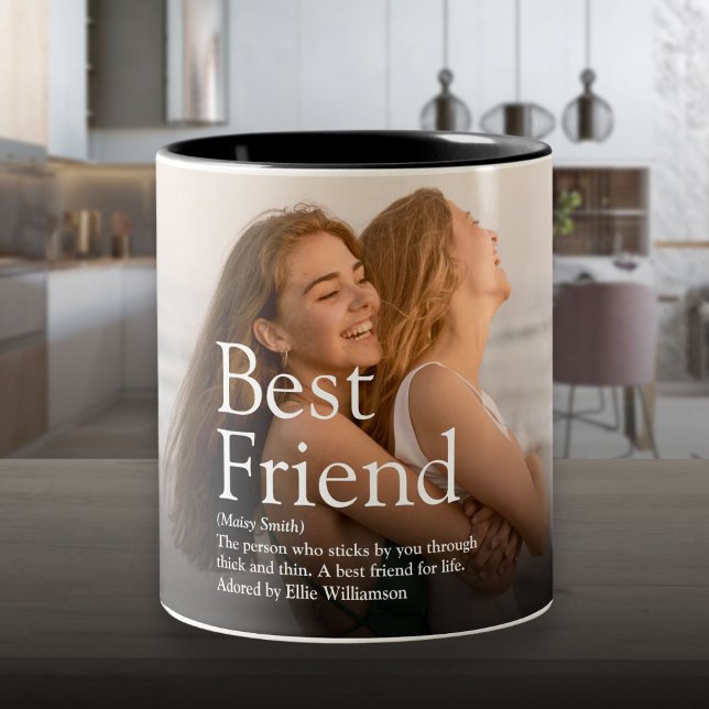 Tasse 2 Couleurs Personnalisé votre meilleur ami photo et définitio (Personalized Your Best Friend Photo and Definition Two-Tone Coffee Mug)