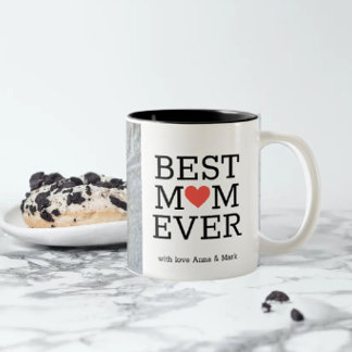 Tasse 2 Couleurs Personnalisée Meilleure Maman Jamais Coeur Photo C