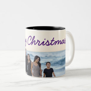 Tasse 2 Couleurs personnaliser ajouter votre texte photo joyeux fê