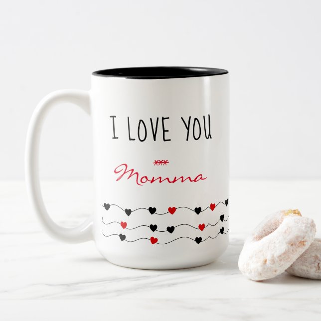 Tasse 2 Couleurs Personnaliser Citation des mères (Avec donut)