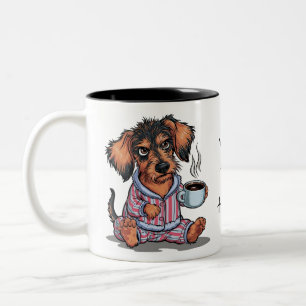 Tasse 2 Couleurs Personnaliser Grumpy Puppy Coffee Dachshund Chien