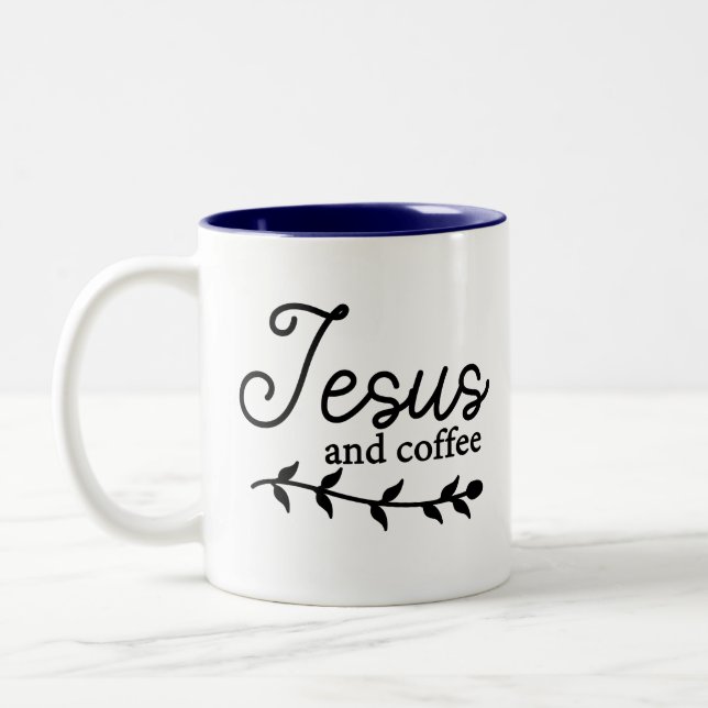 Tasse 2 Couleurs Personnalisez Jésus et la confiture Combo de café (Gauche)