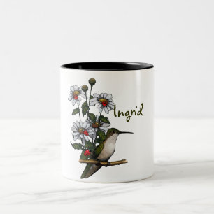 Tasse 2 Couleurs Personnalisez : Marguerites, colibri, coccinelles