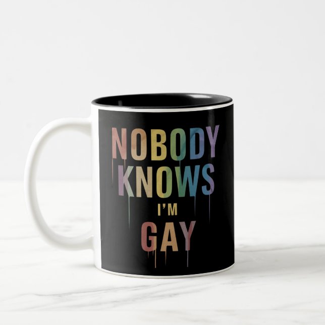 Tasse 2 Couleurs Personne ne sait que je suis gay drôle Gay pride L (Gauche)