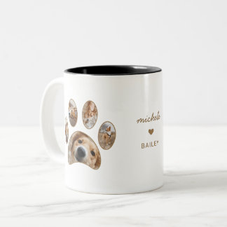 Tasse 2 Couleurs Pet Lovers Gold Empreinte de patte Nom Photo Colla