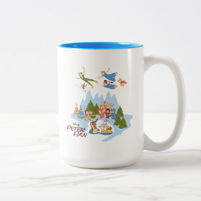 Tasse 2 Couleurs Peter Pan survole le pays (Droit)