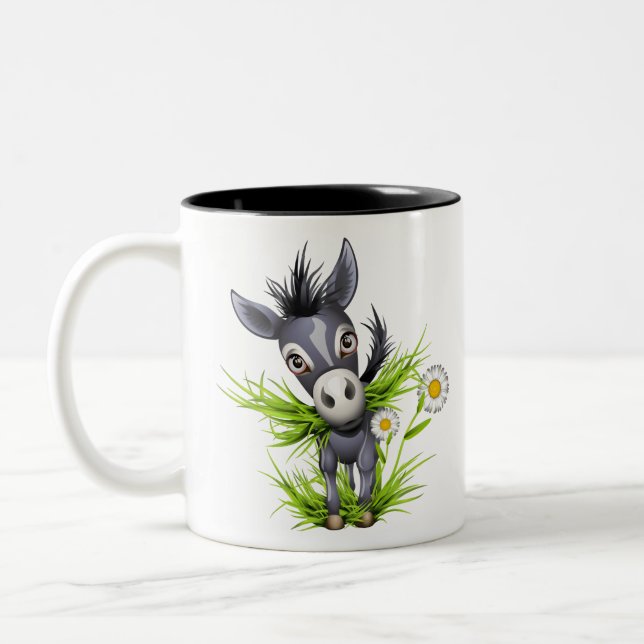 Tasse 2 Couleurs Petit âne gris brun (Gauche)