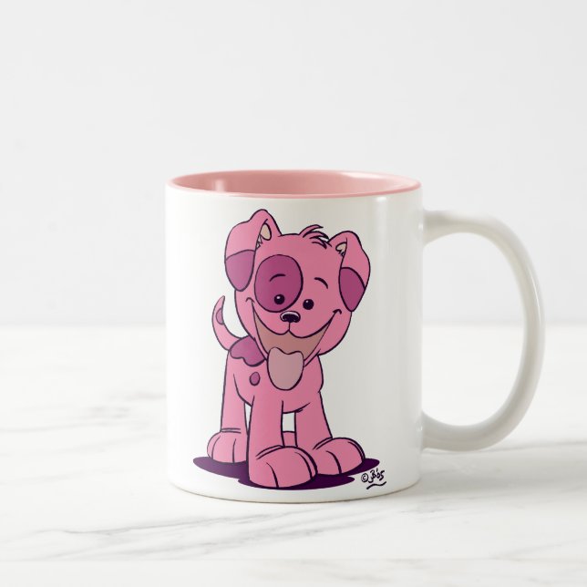 Tasse 2 Couleurs Petit chiot rose (Droit)