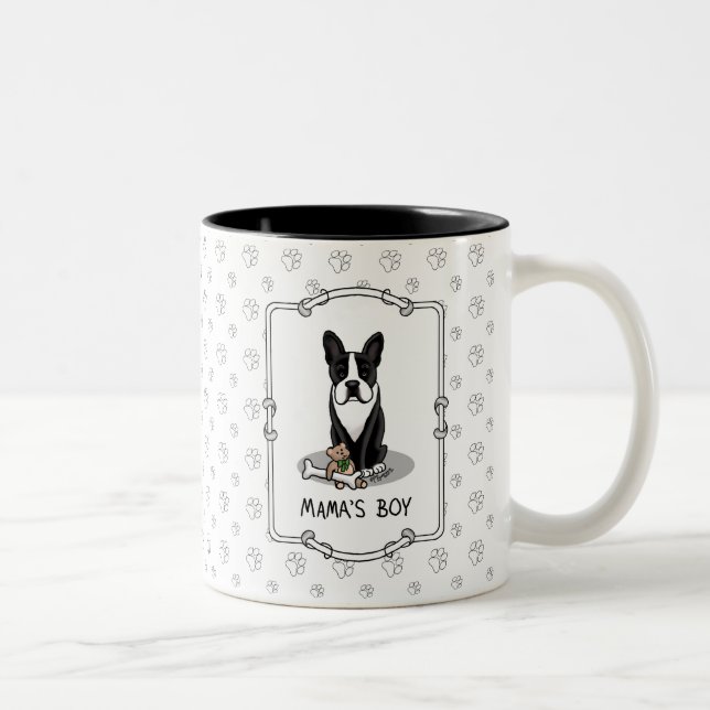 Tasse 2 Couleurs Petit Mama's Boy Boston Terrier (noir) (Droit)