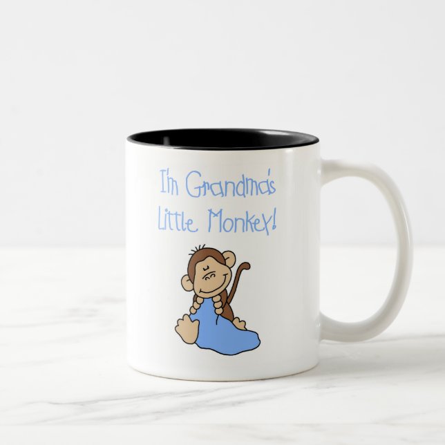 Tasse 2 Couleurs Petit singe de grand-mamans bleues (Droit)