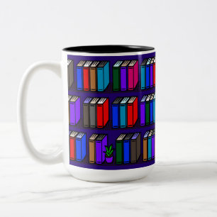 Tasse 2 Couleurs Petite bibliothèque étagères de livres violet