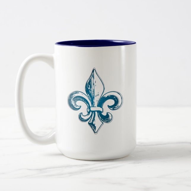 Tasse 2 Couleurs Peuple Français Fleur de Lys médievale fraternité (Gauche)