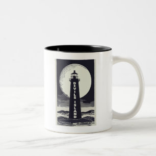 Tasse 2 Couleurs Phare de Devils Island Wisconsin Moon