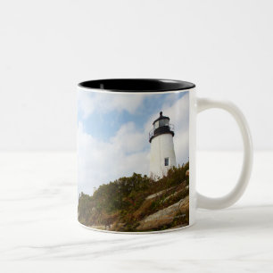 Tasse 2 Couleurs Phare de point de Pemaquid sur Hillside rocheux